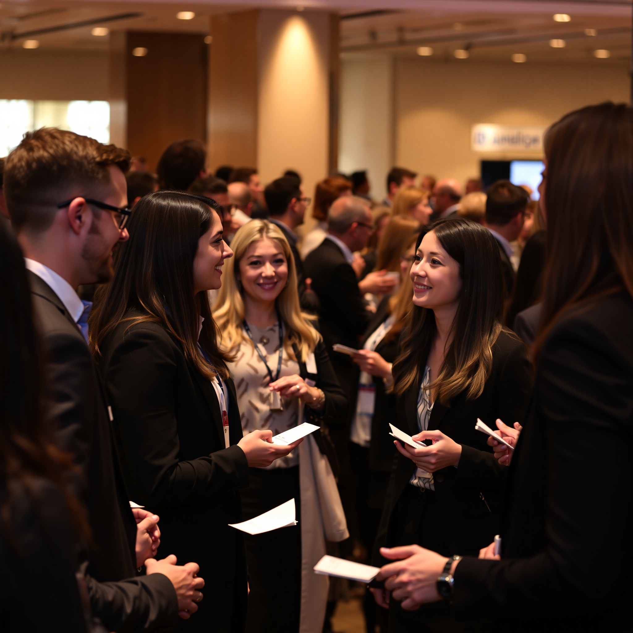 Professional networking event with colleagues building meaningful business relationships